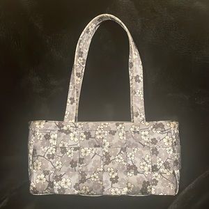 Harvey seatbelt bag grey and black floral print small tote